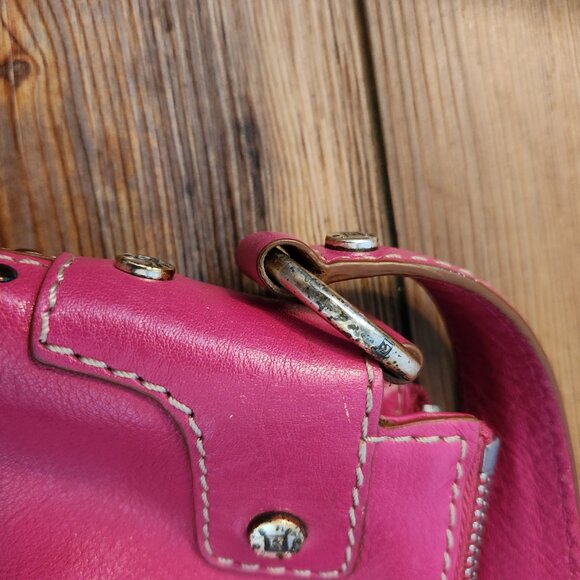 Michael Kors Hot Pink Studded Leather Handbag Satchel Purse - Picture 15 of 15